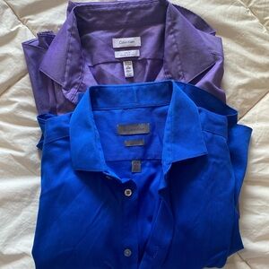 Calvin Klein Vibrant Blue Dress Shirt. 2 Calvin Klein blouses